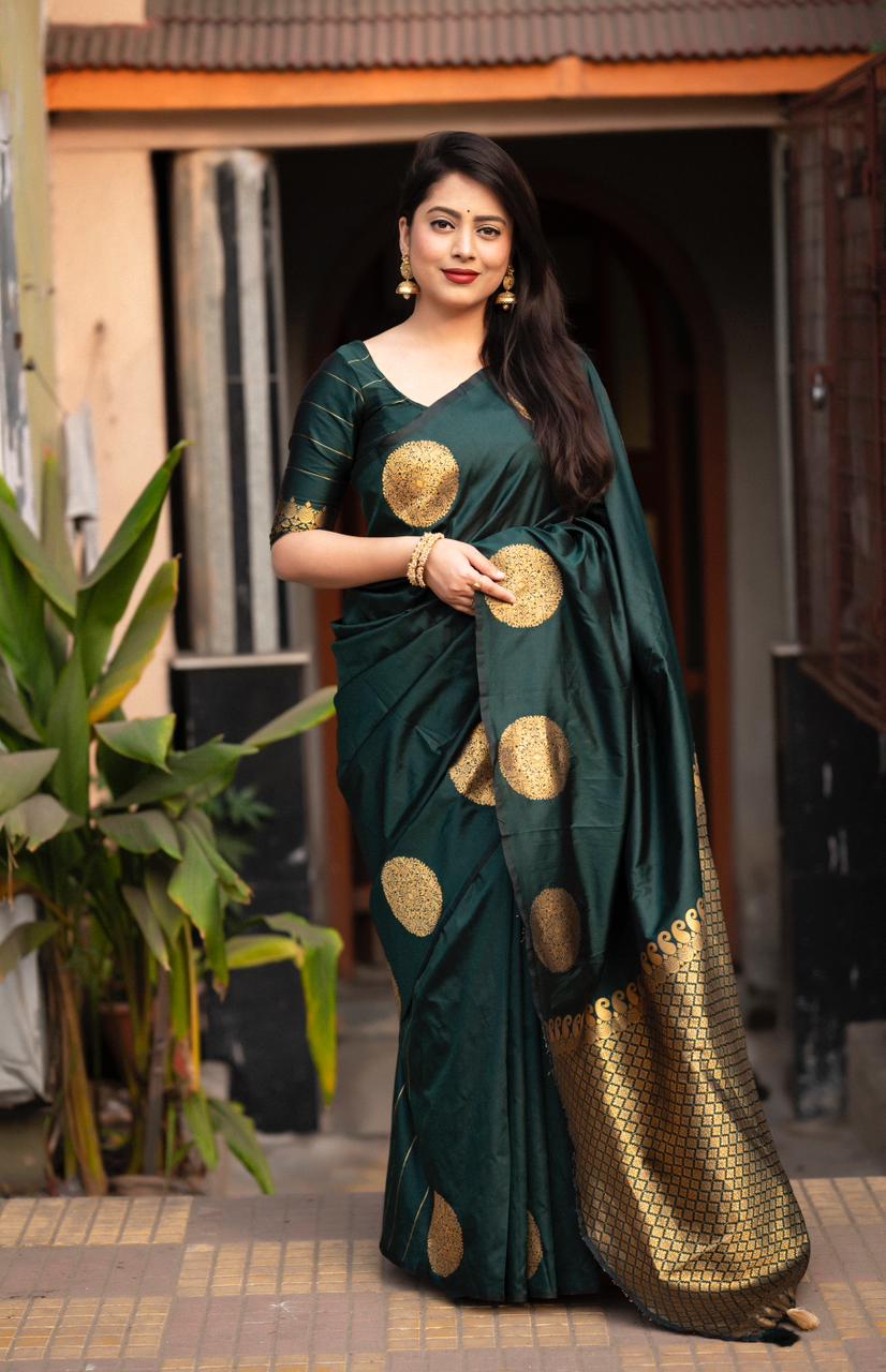 Rich zari woven pallu with with cotton  Soft Silk Saree